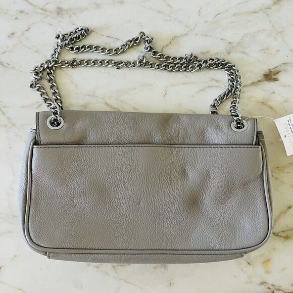MICHAEL KORS Jet Set Chain Pearl Grey Leather Small Shoulder Flap Shoulder Bag - Picture 5 of 8
